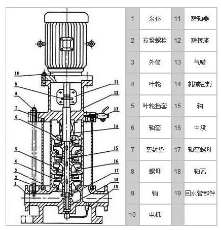 DL立式多級增壓泵的結構圖 DL立式多級增壓泵的結構圖